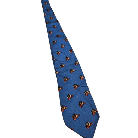 Claude Montana Blue Silk Tie W/ Dog Motif Novelty Pure Silk Mens Workwear Career - Picture 2 of 7